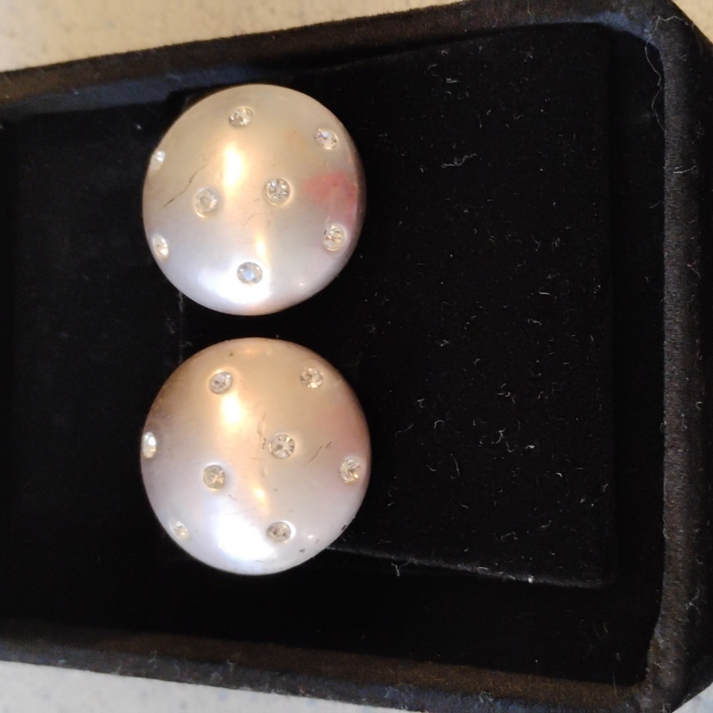 Vintage, retro Silverstone clip on earnings. Carolee. With rhinestones.